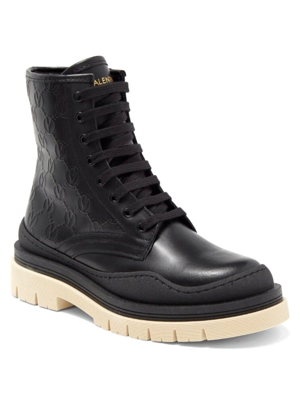Valentino by Mario Valentino Ivana Womens Leather Combat Boot Black Size 39 US 9